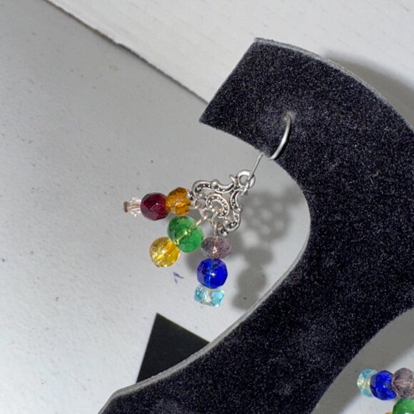 Chakra Triangle Czech Glass Dangle Earrings - Picture 3 of 10